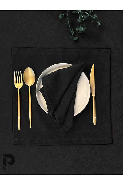 Perle Black Daily Series Napkin - Velvet Look