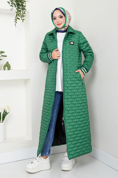 ModaMerve Emerald Crest Λεπτομερές πουπουλένιο παλτό - 7004ZNR1012-M