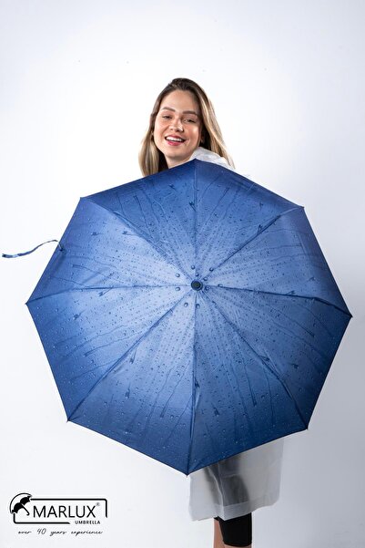 Marlux Koyu Mavi Su Damlası Tam Otomatik Kadın Şemsiye M21mar709r001