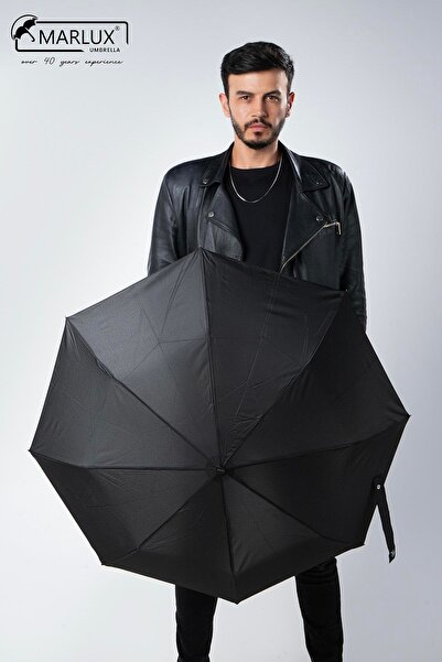 Marlux 8 Telli Manuel Rüzgara Dayanıklı Kılıflı Şemsiye Siyah Mpr2003