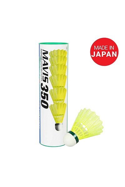 YONEX Mavis 350 Yellow Slow Speed Nylon Shuttlecock, Pack of 6, M