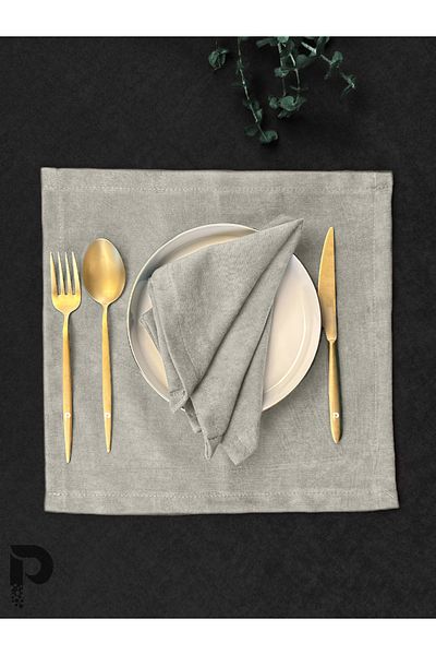 Perle Ecru Fabric - Velvet Look Daily Napkin Series