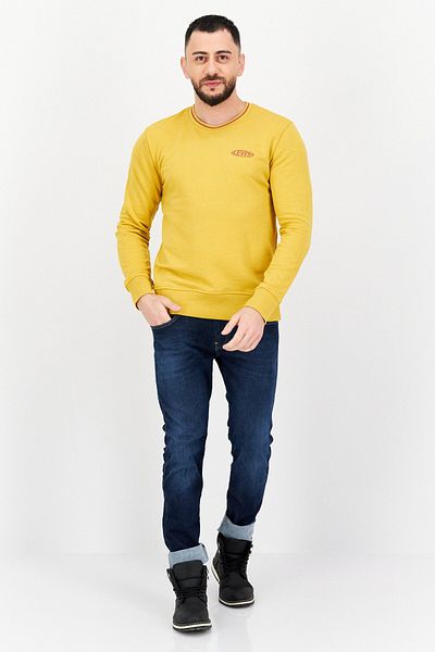 Levi's Men Crew Neck Brand Logo Long Sleeve Sweatshirt, Yellow