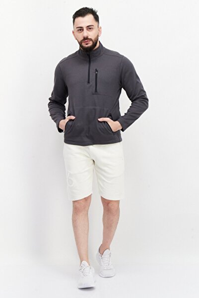 Tailor Vintage Men Mock Neck Long Sleeve Solid Sweatshirt, Grey