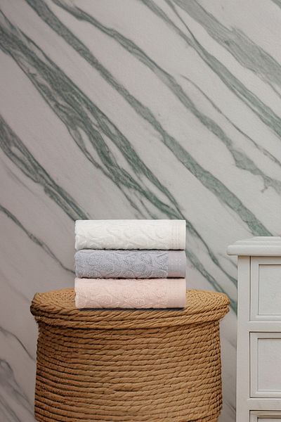Altınbaşak 4-Piece Jacquard Bamboo Bath Towel - Estate Asorti