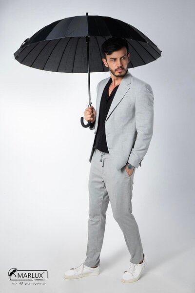 Marlux Siyah Protokol Baston 24 Tel Otomatik Erkek Şemsiye M21mar24telr001 M2...