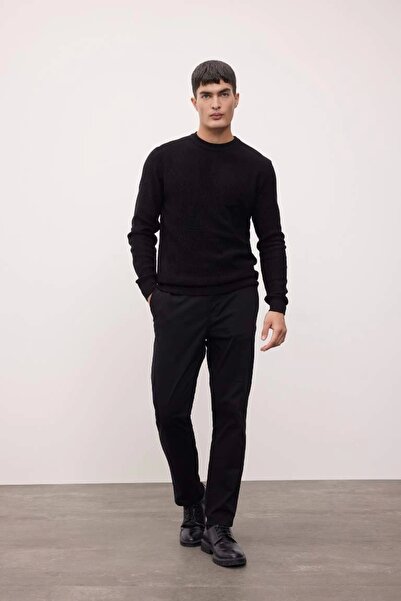 DeFacto A5181 Standard Fit Regular Cut Cotton Crew Neck Muline Patterned Knitwear Sweater