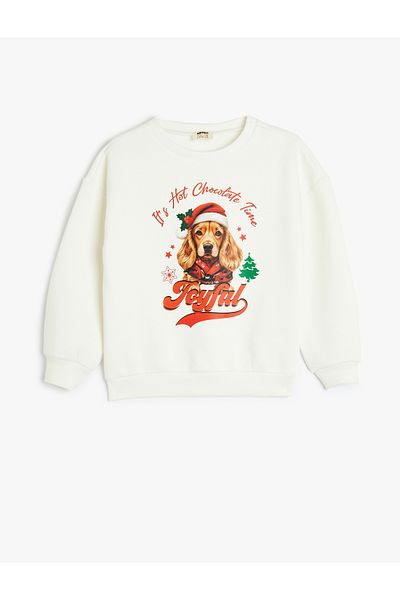 Koton Dog Printed Raised Cotton Long Sleeve Sweatshirt