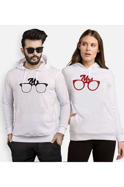 Tshirthane Mr.mrsGlasses Lover Combinations Hooded Couple Combination