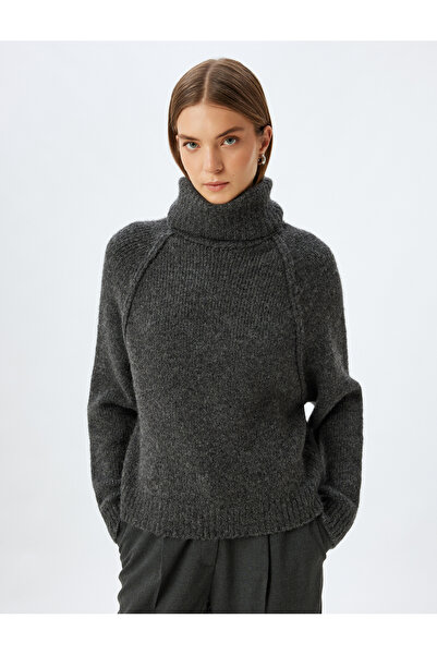 Koton Oversize Örgü Kazak Balıkçı Yaka Uzun Kollu