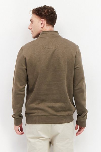 French Connection Men High Neck Long Sleeves Embroidered Logo Sweatshirt, Khaki
