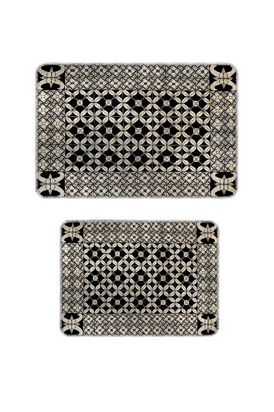 BigArts Home Modern Vintage Non-Slip Base Washable Bath Mat Set - 50X60/60X90 cm