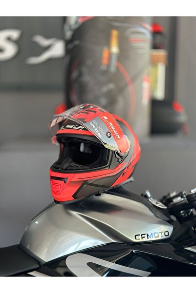 LS2 Storm 2 Faster Mat Kırmızı-tıtanıum Motosiklet Kaskı Ecr 22.06 Sertifikalı