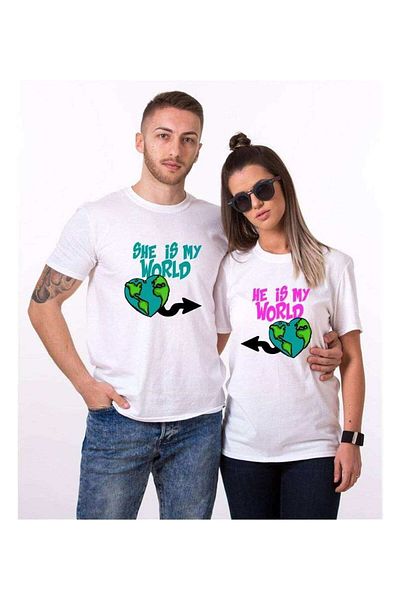 Tshirthane My World Lover Combos T-shirt Couple Combination