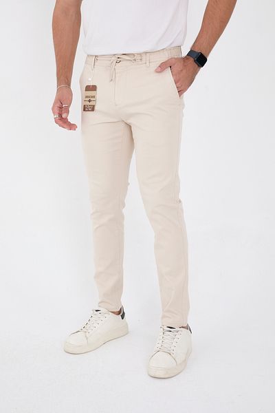 BROCARD Men's Seasonal Jogger Slimfit Mold Waist Half Elastic Lycra Stone Linen Trousers