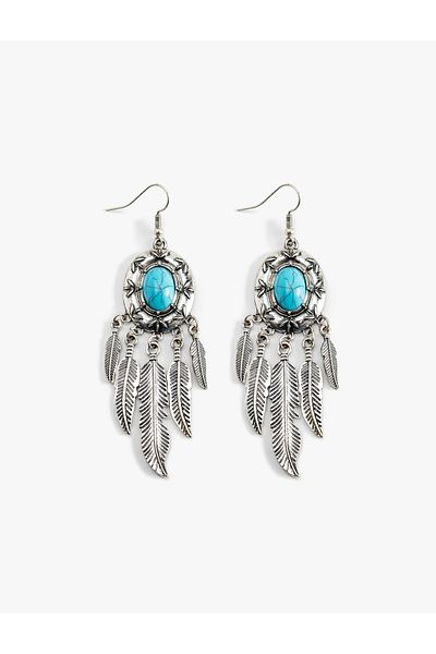 Koton Stone Detailed Oval Earrings - Dangle Charm, Koton X Zeynep Cushion