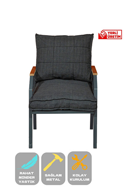 UFUK HOME Tekli Koltuk Bahçe Mobilyası Bahçe Takımı Metal Balkon Takımı Çay Seti