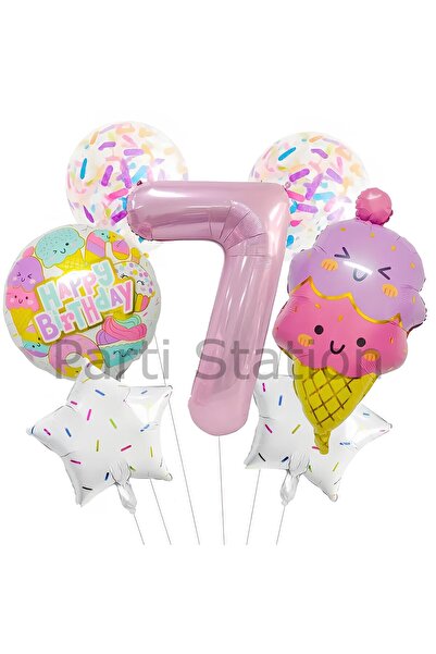 Parti Station İce Cream Dondurma 7 Yaş Balon Set Şeker Dondurma Candy Balon İ...