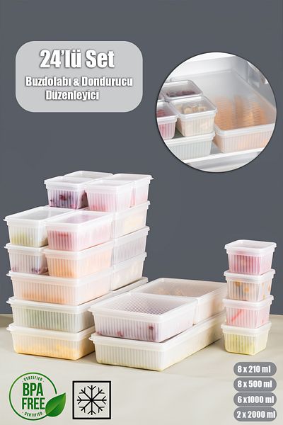 Porsima 2012 Model 24-Piece Anthracite Freezer and Refrigerator Organizer - Pulses Storage Set Suitable for Deep Freezer