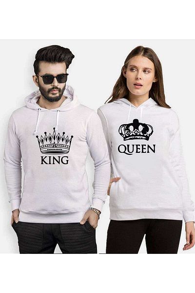 Tshirthane Hooded Couple Combination - Crown King Queen Lover Combinations