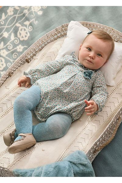 MAYORAL Blue Floral Print Baby Girl Romper and Panty Set - 2609