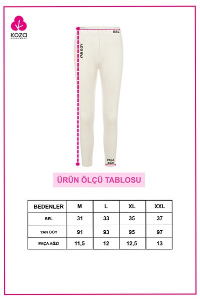 koza iç giyim Women's Winter White Cotton Thermal Bottom