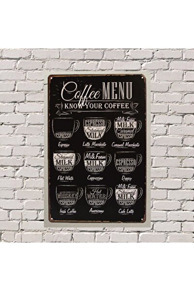 Pi Dekorasyon Coffee Menu 20x30 Uv Baskılı Tablo