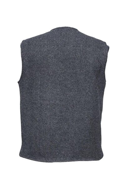 BYBEYEMS GİYİM Baliksirti Smoked Gray V-Neck Cashmere Men's Vest