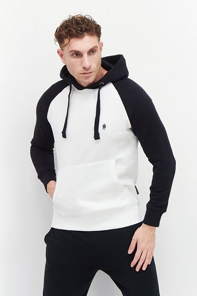 French Connection Men Long Sleeve Brand Logo Hoodie, White