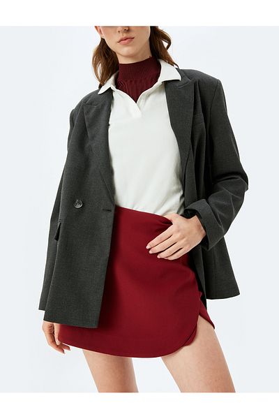 Koton High Waist Mini Double Breasted Shorts Skirt