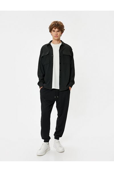 Koton Schwarze Herren-Jogginghose für Erwachsene 5WAM40015MK