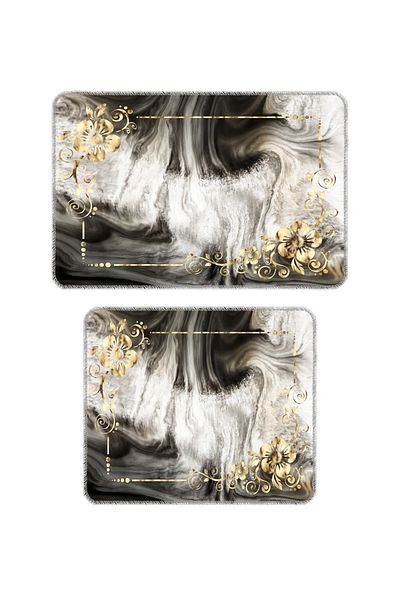 BigArts Home Modern Decorative Non-Slip Based Washable Bath Mat - Gold 50X60-60X90 cm