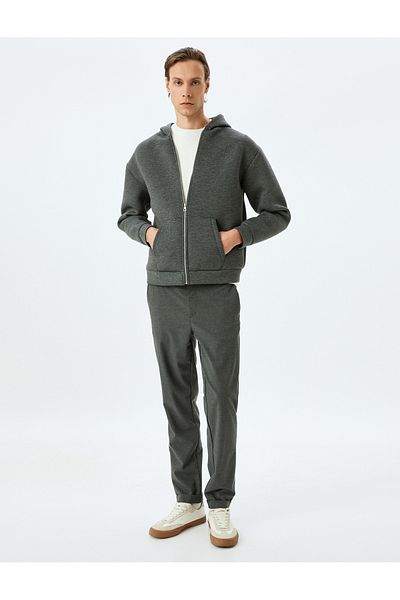 Koton Basic Hooded Sweatshirt with Viscose Blend Kangaroo Pocket