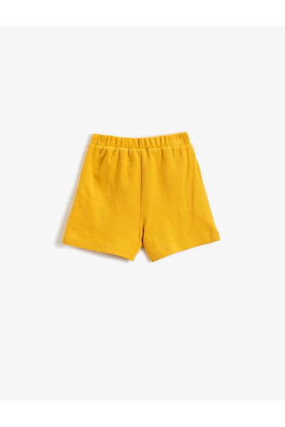 Koton Basic Shorts Textured Pockets Elastic Waist