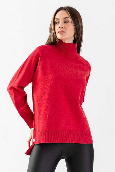 Irmak Kerekli Women's Red Selanik Slit Old Money Knitwear Blouse 171014