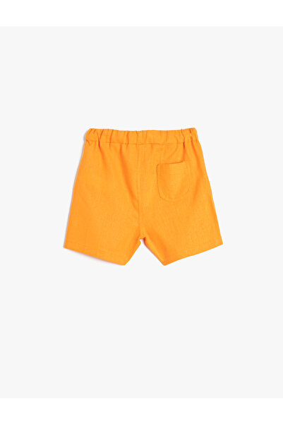 Koton Keten Şort Beli Bağlamlı Cepli