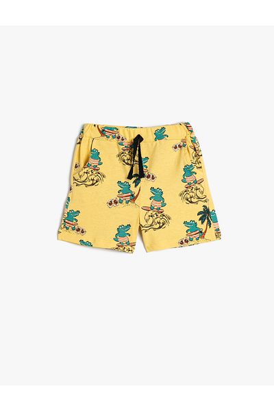 Koton Shorts Tie Waist Pocket Crocodile Printed Cotton