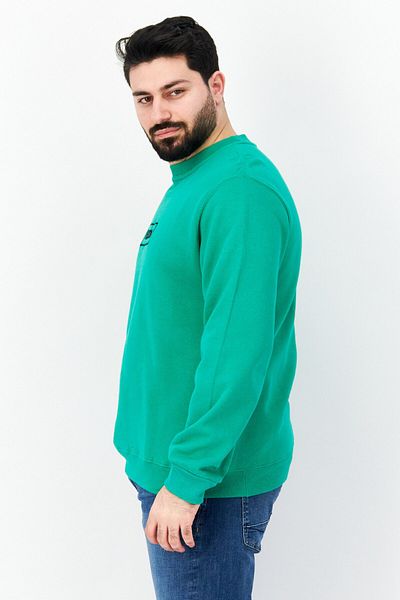 Vision Street Wear Men Crew Neck Long Sleeve Embroidered Logo Sweatshirt, Green