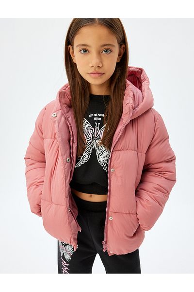 Koton Zippered Hooded Puffer Jacket - Pocket Detailed