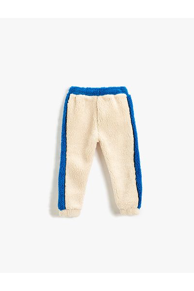 Koton Plüsch-Jogginghose mit Farbkontrast – gebundene Taille und Filet-Tasche