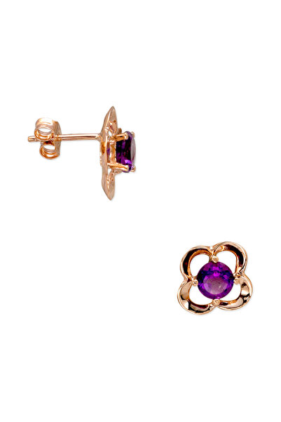 Ariş Ametist Altın Küpe