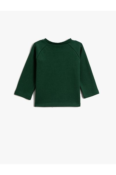Koton Basic Ribbed Button Detailed Sweatshirt Cotton