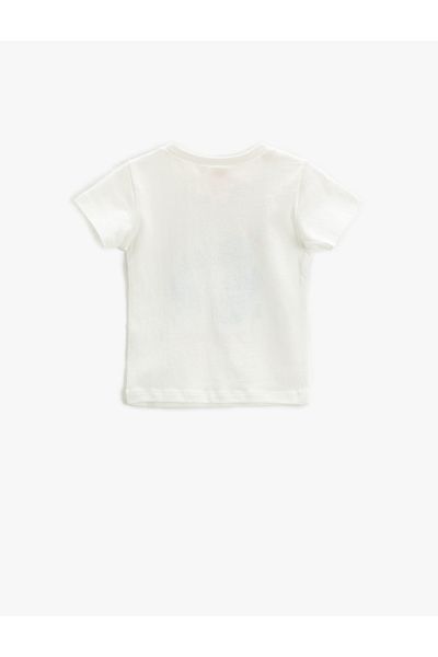 Koton Cotton T-Shirt Bulldozer Printed Short Sleeve Crew Neck