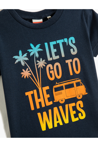 Koton Printed Navy Blue Baby T-shirt 3smb10055tk