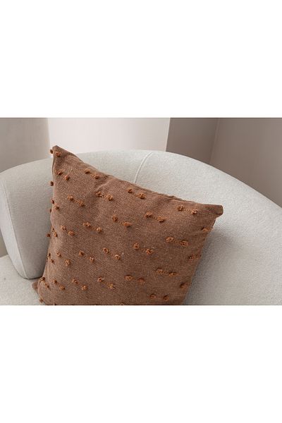 BUGİ HOME COLLECTİON Калъфка за възглавница от лен 43x43 см - с шарки на райета и бродерия, декоративна