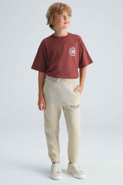 GRIMELANGE MIKE Erkek Çocuk Pamuk-Polyester Bej Eşofman Altı