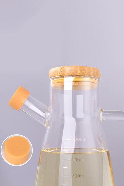 Pikas Borosilicate Glass Oil Vinegar - Vacuum with Bamboo Lid