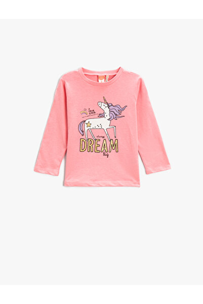 Koton Tricou cu imprimeu cu mânecă lungă și cu guler rotund