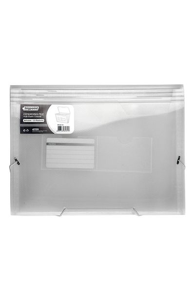 Bigpoint A4 Transparent Gusseted File - 13 Pockets with Elastics, X 2 Pieces