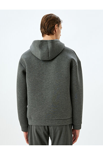 Koton Viscose Blend Basic Zippered Hooded Sweatshirt with Pocket Detail
